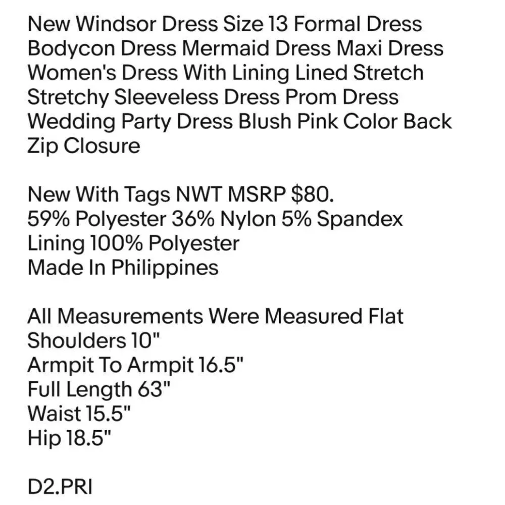 New Windsor Dress Size 13 Formal Dress Bodycon Dress Mermaid Dress Maxi Dress